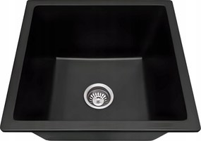 Gránit mosogató 45x45 cm Fekete szifonnal