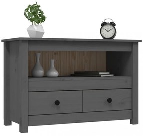 szürke tömör fenyőfa TV-szekrény 79 x 35 x 52 cm