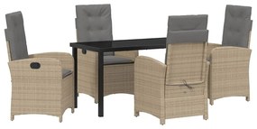 vidaXL Kert étkező szett párnával 5 pcs Bézs polirattan