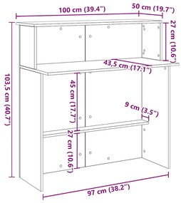 recepciós pult szürke sonoma 100x50x103,5 cm szerelt fa
