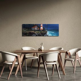 Kép - világítótorony az óceán partján, akvarell (órával) (90x30 cm)