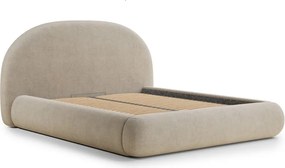 Bézs kárpitozott ágyneműtartós franciaágy ágyráccsal 160x200 cm Maumere – Maison de Rêve