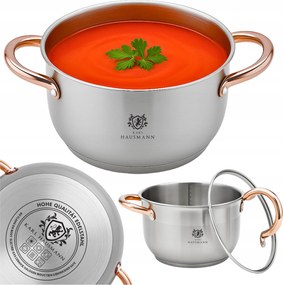 Indukciós És Gáztűzhelyre Alkalmas Rozsdamentes Acél Edény 1,3L 14cm Fedővel Arany Színű Edények