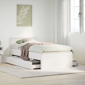 fehér tömör fenyőfa fejtámlás ágykeret matrac nélkül 75x190 cm