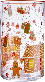 CHRISTMAS DELIGHT üveg szélfogó 30 cm , házikó