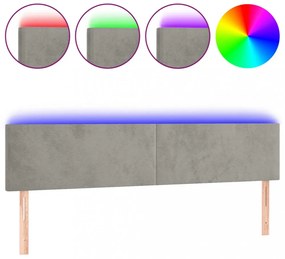 világosszürke bársony LED-es fejtámla 200x5x78/88 cm