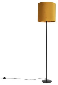 Fekete állólámpa velúr árnyalatú okkerrel, arannyal 40 cm - Simplo