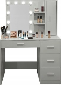 Aga Fésülködőasztal tükörrel és világítással Szürke