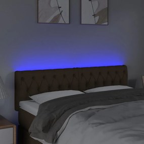 sötétbarna szövet LED-es fejtámla 160x7x78/88 cm