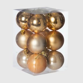 Mézsárga műanyag karácsonyi gömb szett 12x6cm