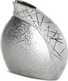Dekorációs váza 20X8X19 ezüst agyagból és strukturált textúrával