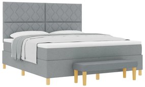 Box Spring Ágy matraccal és paddal Világosszürke 180x200 cm Szövet