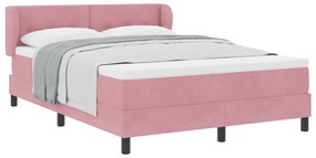 Boxspring Ágy Mattal Rózsaszín 140x200 cm Bársony