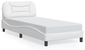 fehér műbőr ágykeret LED-világítással 90 x 200 cm
