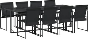 vidaXL 9 részes fekete textilén kerti étkezőgarnitúra