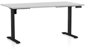 OfficeTech B állítható magasságú asztal, 160 x 80 cm, fekete alap, világosszürke