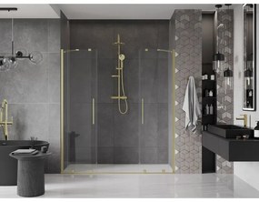 Mexen Velar Duo, nyitható tolóajtó 180x200 cm, 8mm átlátszó üveg, arany matt, 871-180-000-02-55