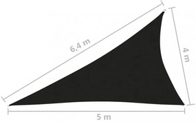 fekete háromszögű oxford-szövet napvitorla 4 x 5 x 6,4 m