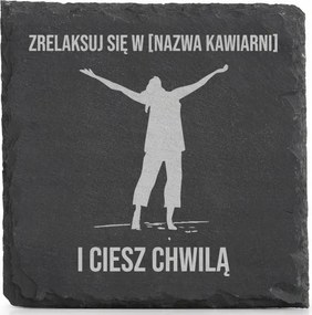 Kő alátét x4 a bögre alá Lazíts a Kávézó Nevével Élvezd a pillanatot