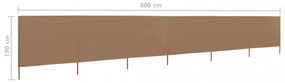 tópszínű szövet 6-paneles szélfogó 800 x 160 cm