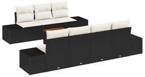 vidaXL Kerti Kanapé Szett tárolóval 8 pcs Fekete és Krém polirattan