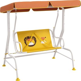 Outsunny Gyerek Kerti Hinta Oltári Pingvinnel Állítható Napernyővel 60 kg Teherbírás 110x70x110 cm Sárga | Aosom