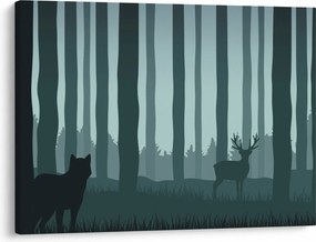 Kép - Szarvas farkassal a sziklák között (70x50 cm)