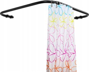 Zuhanyfüggöny Rúd Szögletes 70X70 Fekete Kád Zuhanytálca