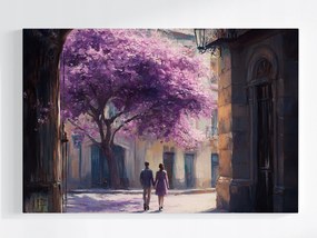 Poszter Akvarell Våros Lila Fa Pår Séta 120x80