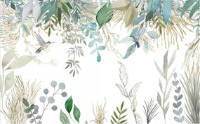 Mwssegge 3D fotótapéta trópusi növények levelek madarak 200x140 cm