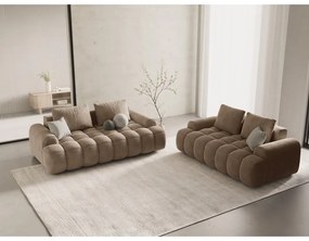 Világosbarna bársony kanapé 200 cm Linz – Cosmopolitan Design