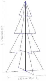 vidaXL 360 LED-es beltéri/kültéri kúp alakú karácsonyfa 143 x 250 cm
