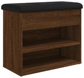 barna tölgy színű szerelt fa cipőtároló pad 62 x 32 x 50 cm