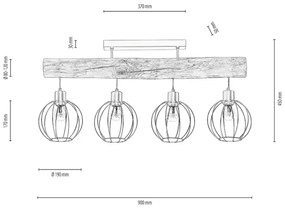 Spot-Light DO6977404 - Felületre szerelhető csillár  BERIS 4xE27/25W/230V fenyő