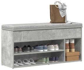 betonszürke szerelt fa cipőpolc 102x30,5x45 cm