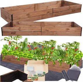 Ágyás magasított láda zöldséges láda virágtartó impregnáló 18x200x60