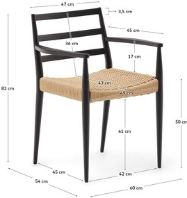 Fekete-natúr színű tölgyfa étkezőszék szett 2 db-os Analy – Kave Home