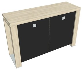Verno+ alacsony szekrény 140 x 46 x 90 cm, üvegajtó, akác / fekete