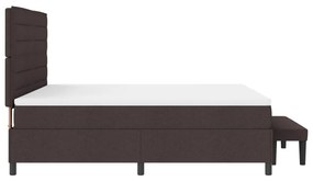 vidaXL Boxspring ágy matraccal és padra sötétbarna 180x200 cm szövet