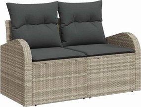 vidaXL Kerti kanapé párnával Világosszürke 124 x 62 x 69 cm polirattan