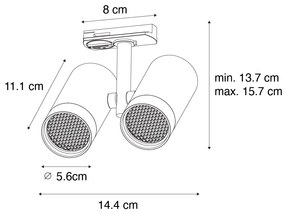 Modern 1 fázisú sínlámpa fehér 2 lámpás - Iconic Scopio