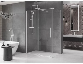 Mexen Velar, zuhanykabin tolóajtóval 150 (ajtó) x 90 (fal) cm, 8mm átlátszó üveg, fehér, 871-150-090-01-20