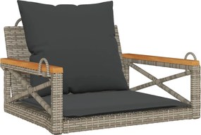 vidaXL szürke polyrattan hintapad párnákkal 63 x 62 x 40 cm
