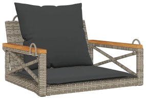 vidaXL szürke polyrattan hintapad párnákkal 63 x 62 x 40 cm