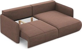 Rózsaszín kinyitható-tárolóhelyes sarokkanapé (jobb oldali) Nanea – Makamii