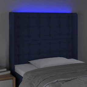 kék szövet LED-es fejtámla 93x16x118/128 cm