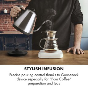 Klarstein Garcon, vízforraló, 1 L, 2000 W, melegentartó funkció, hattyúnyak, rozsdamentes acél