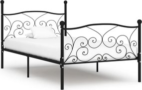 vidaXL fekete fém ágykeret lécezett ágyráccsal 90 x 200 cm