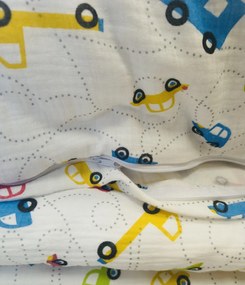 Muszlin ágyneműhuzat kis autó TiaHome - 1x Párna 90x70cm, 1x Paplan 140x200cm