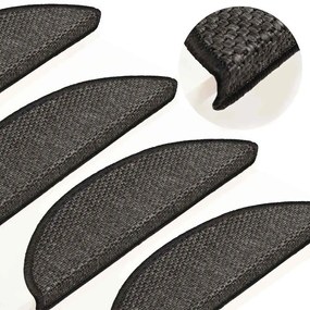 15 db szizál hatású antracitszürke lépcsőszőnyeg 56x17x3 cm
